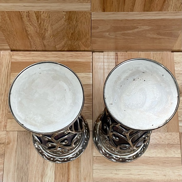 Rare Vintage MCM Mid Century Cobalt Blue Caged Glass Ornate 10” Candle Holder - Picture 10 of 12